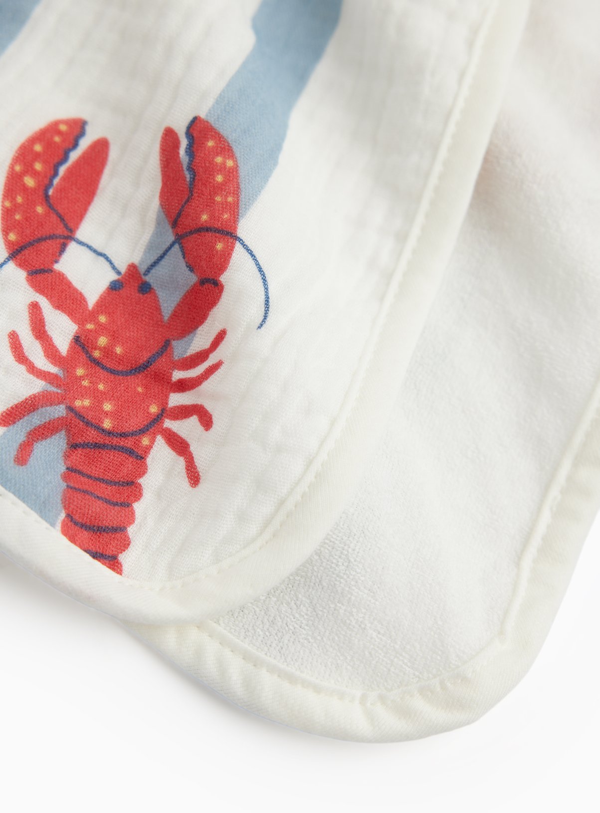 Blue Stripe Lobster Print Double Cloth Poncho Hooded Towel One Size - Image 2 thumbnail